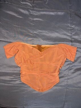 SHEIN Orange Off-Shoulder Ruched Crop Top